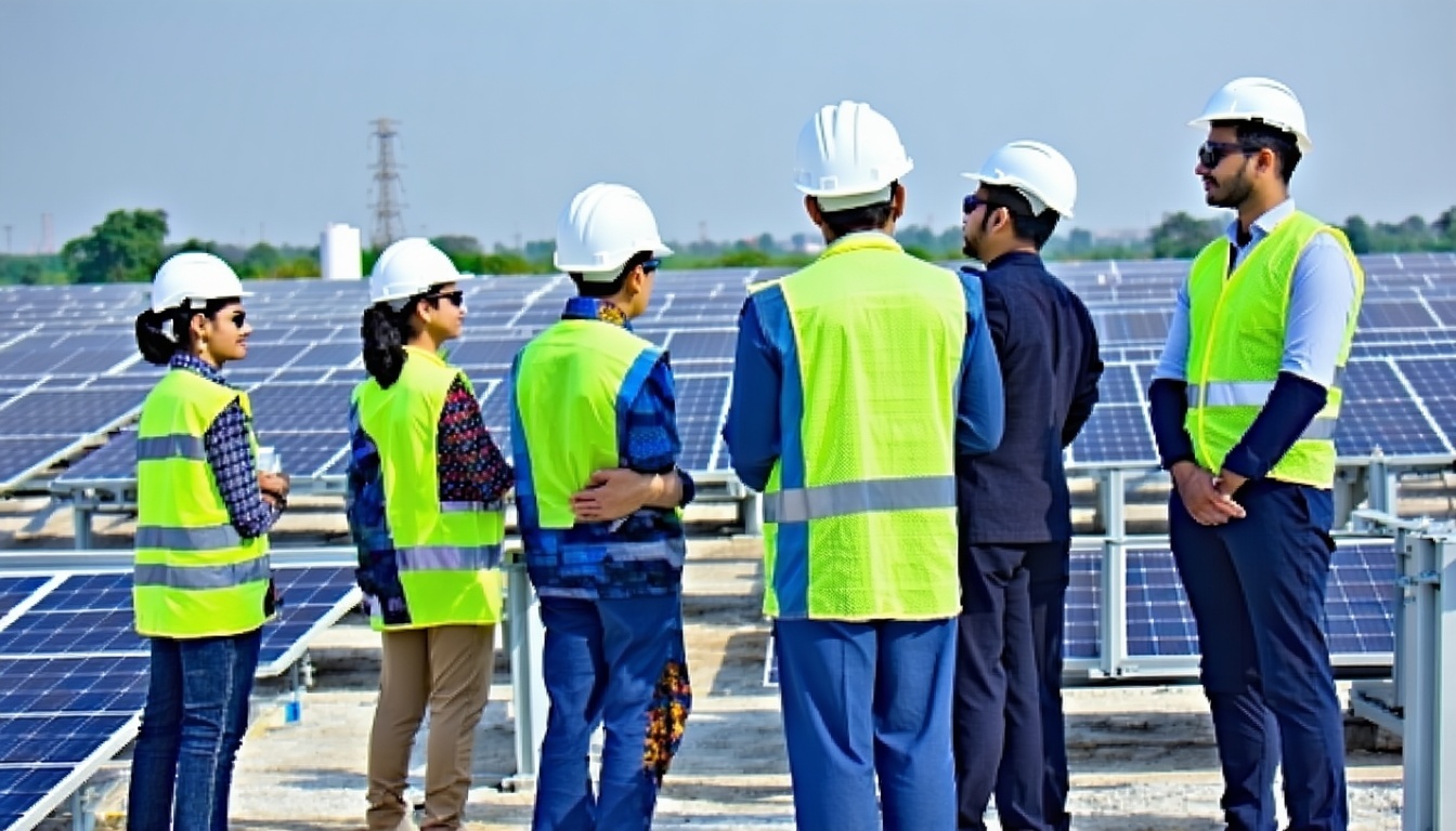 Team of engineers overseeing sustainable energy operations at Hindustan Power
